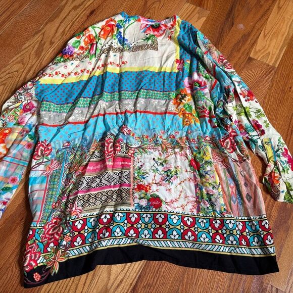 Johnny Was Multicolor Floral and Geometric Top - Picture 2 of 4